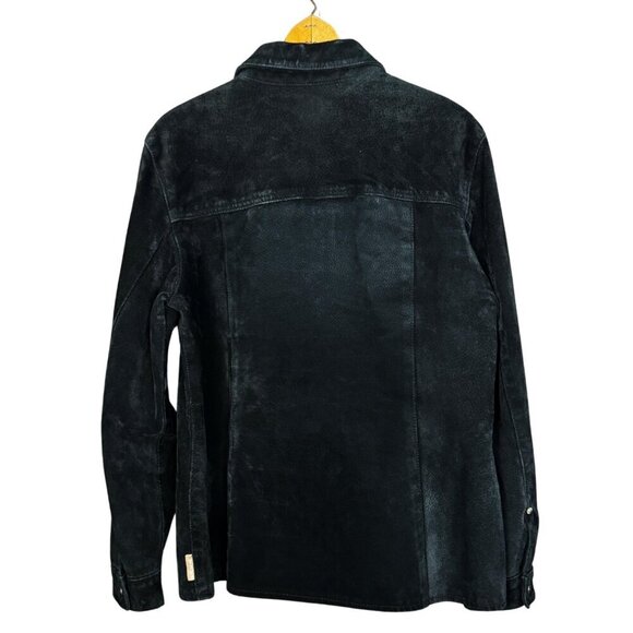 Vintage Black Suede Leather Jacket Women’s Suede Shacket 90s Minimalist Western - Picture 4 of 6